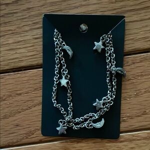 Silver Star and Moon Charm Bracelet
